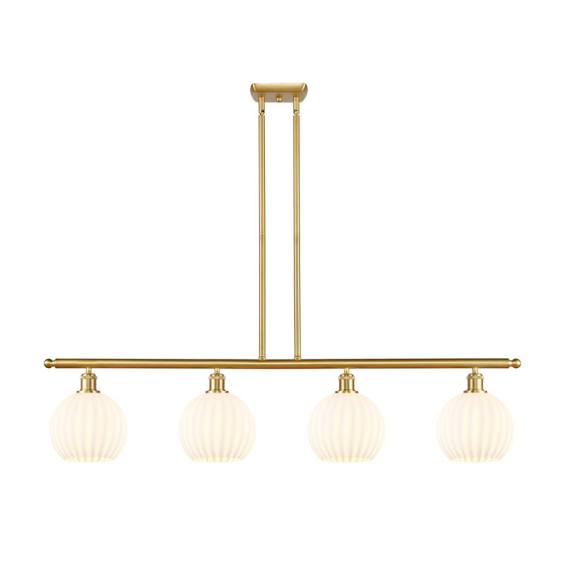 Luminaire suspendu pour îlot suspendu 4 lumières blanc vénitien Ballston, H 11 po x l 48 po x P 8 po, Or satiné