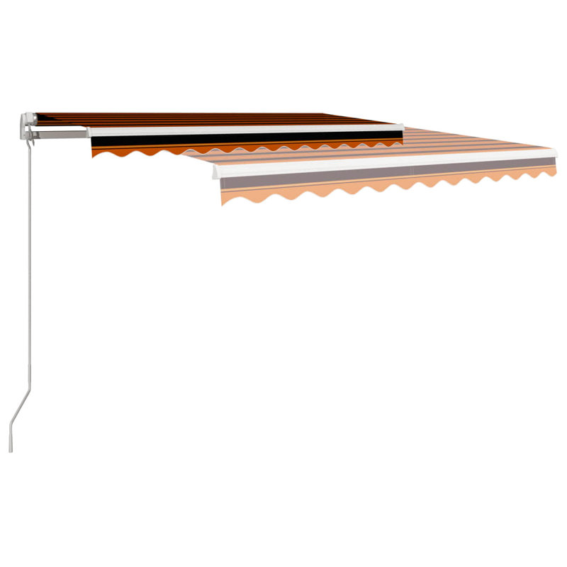 Dakota Fields 300cm W x 250cm D Polyester Orange/Brown Cover Retractable Patio Awning, Orange/Brown/White
