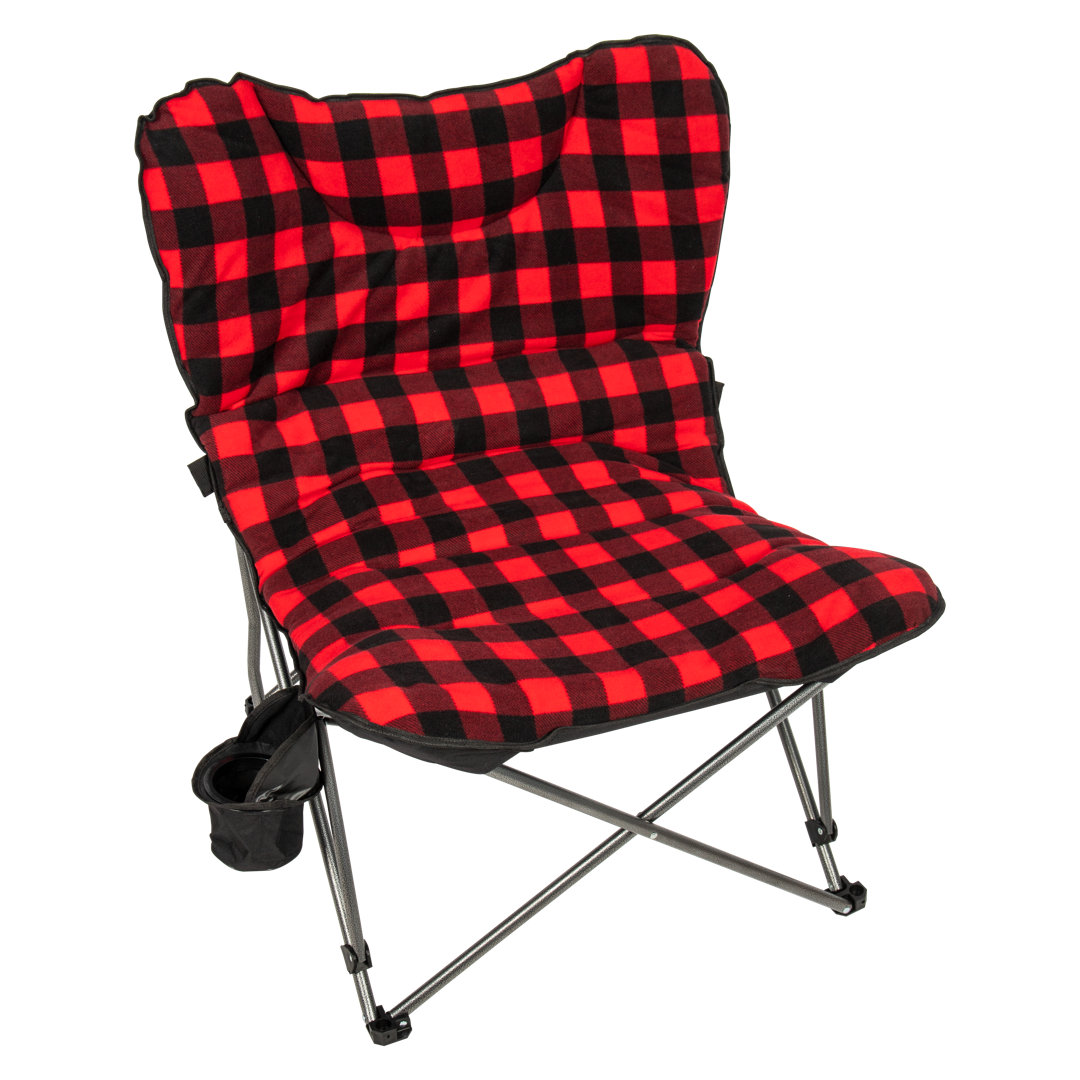 Mylynda Camp & Go Extra Large Ultra Padded Outdoor Camping Chair, Portable Folding Camp Chair with Wide Padded Seat, Cup Holder, and Carry Bag, Multicolor Arlmont & Co.