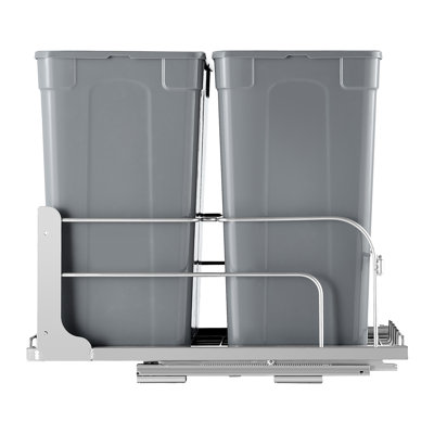 VEVOR Pull-Out Trash Can, 35L Double Bins, Under Mount Kitchen Waste Container with Soft-Close Slide