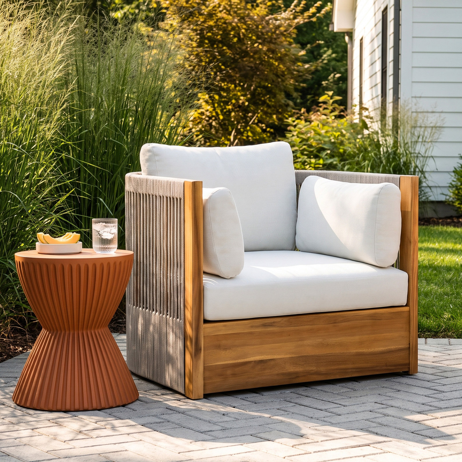 Layton Acacia Swivel Patio Lounge Chair