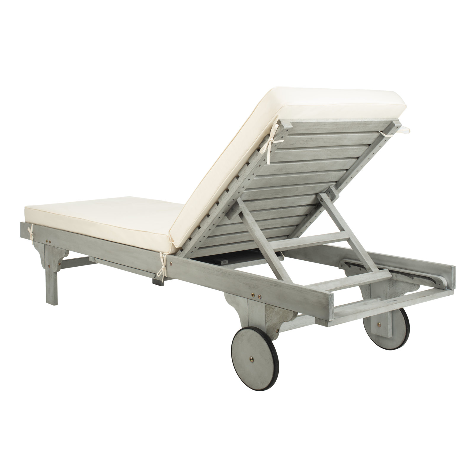 Jivera 28" Eucalyptus Patio Chaise Lounge, Beige, Gray
