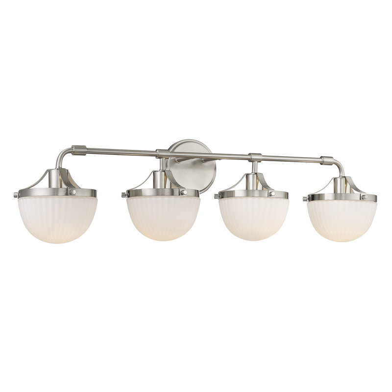 Éclairage pour salle de bain 4 lumières Brotons, Nickel satiné