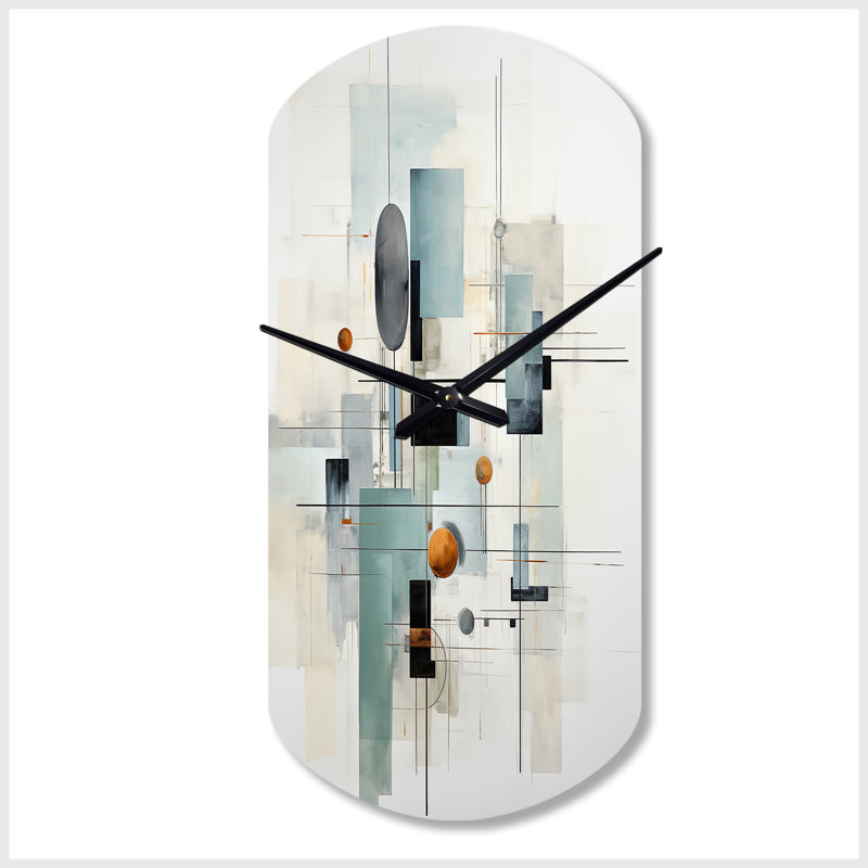 Horloge murale asymétrique en métal gris, Petit