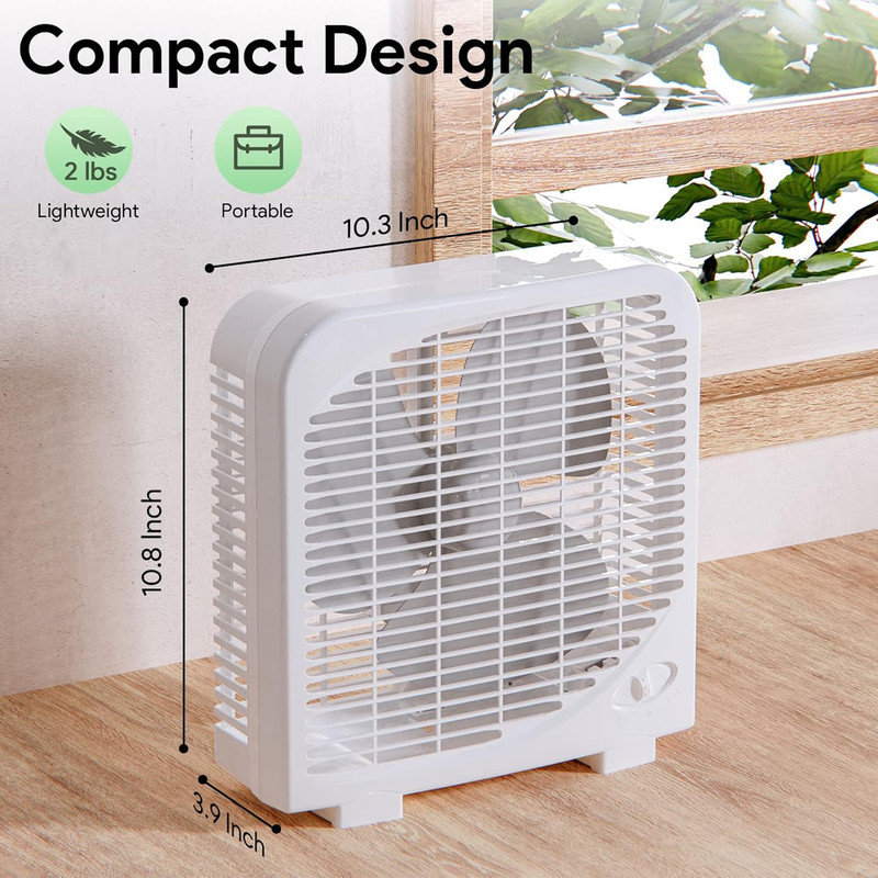 White 10-Inch Two-Speed Portable Box Fan