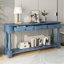 Console Console de 63 po de long avec tiroirs et tablette pour le vestibule, le couloir et le salon (bleu marine)