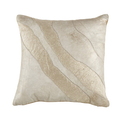 Luxurious Foiled Hair On Leather Patchwork Pillow