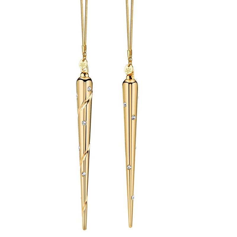 Icicle Diamante 6.5'' Handmade Geometric Metal Holiday Shaped Ornament, Gold