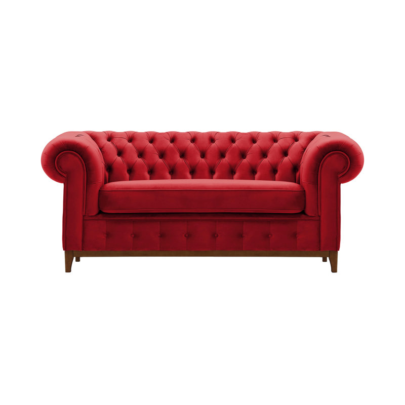 Fryar Velvet Sofa, Brown, Red, 2