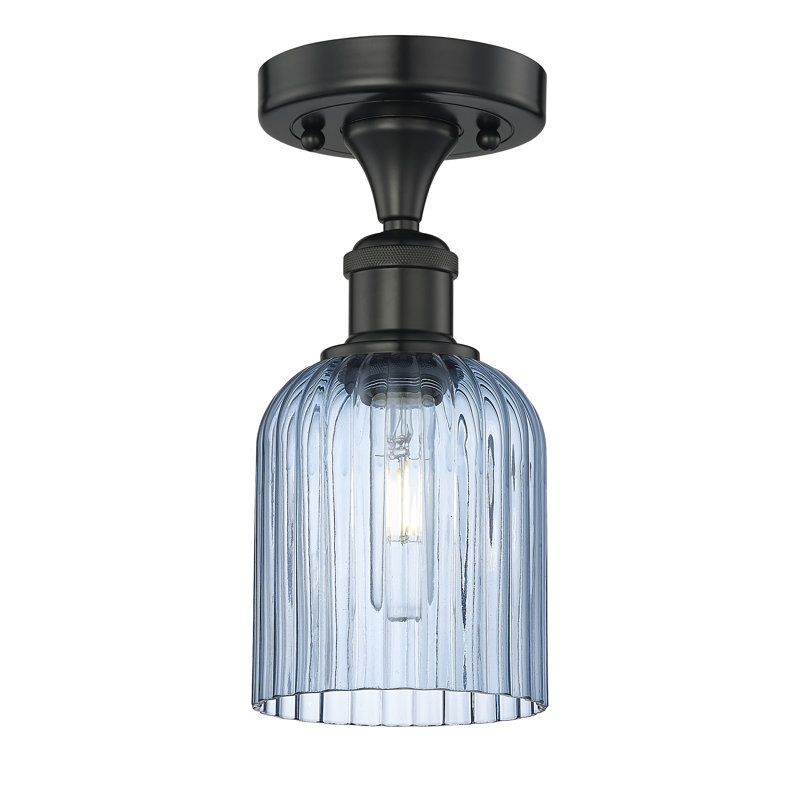 Edison - Adriena - 1 Light 5" Semi-Flush Mount, Matte Black, Blue