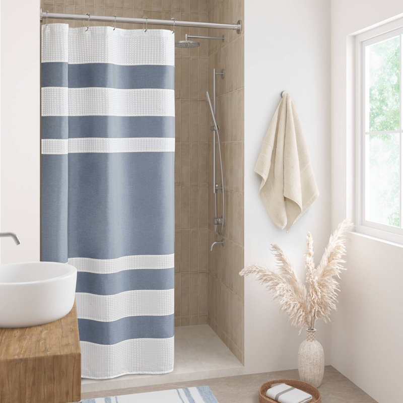 Rideau de douche Spa Waffle, Bleu foncé, H 72 po x l 36 po