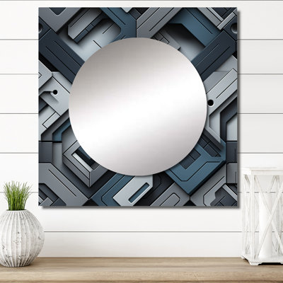 Gris béton symétrique géométrique - miroir mural carré moderne pour la chambre à coucher