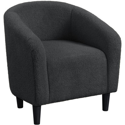 Upholstered Solid Wood Barrel Accent Club Chair
