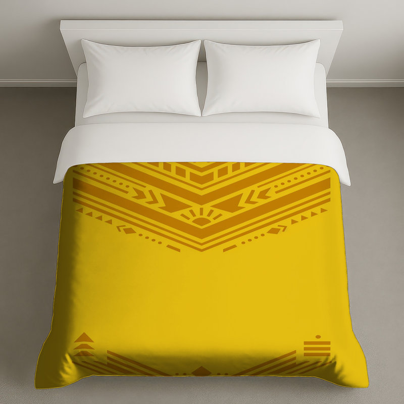 Housses de couette à motif géométrique jaune, King