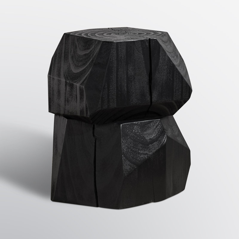 Irregular Solid Wood End Table, Black