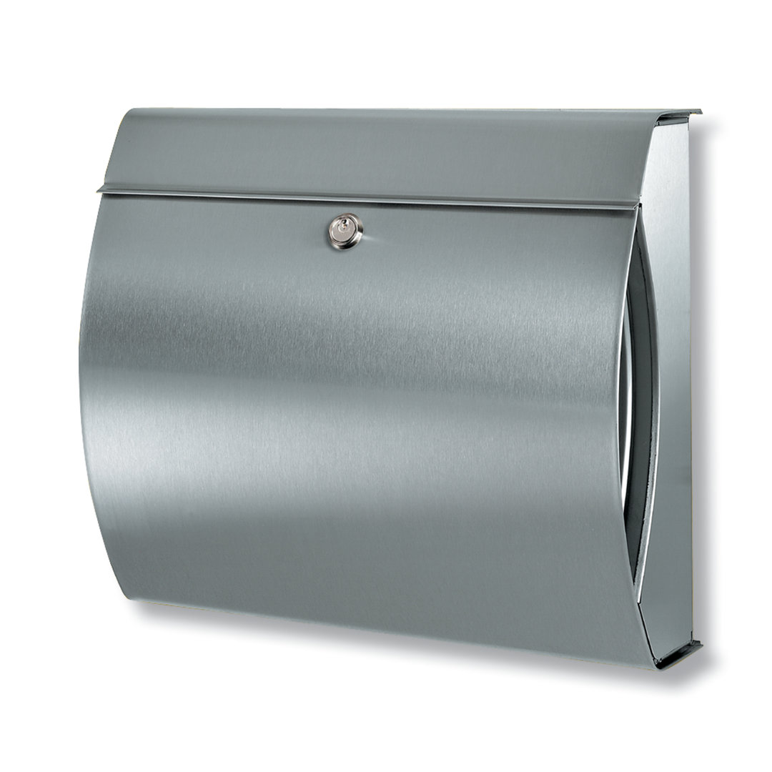 Verona Stainless Steel Wall Mounted Lockable Weatherproof Post Box & Intergrated Newspaper Holder