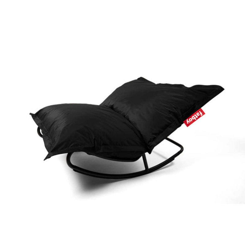 Original Slim Bean Bag Chair + Rock 'n Roll Rocker Bundle, Black