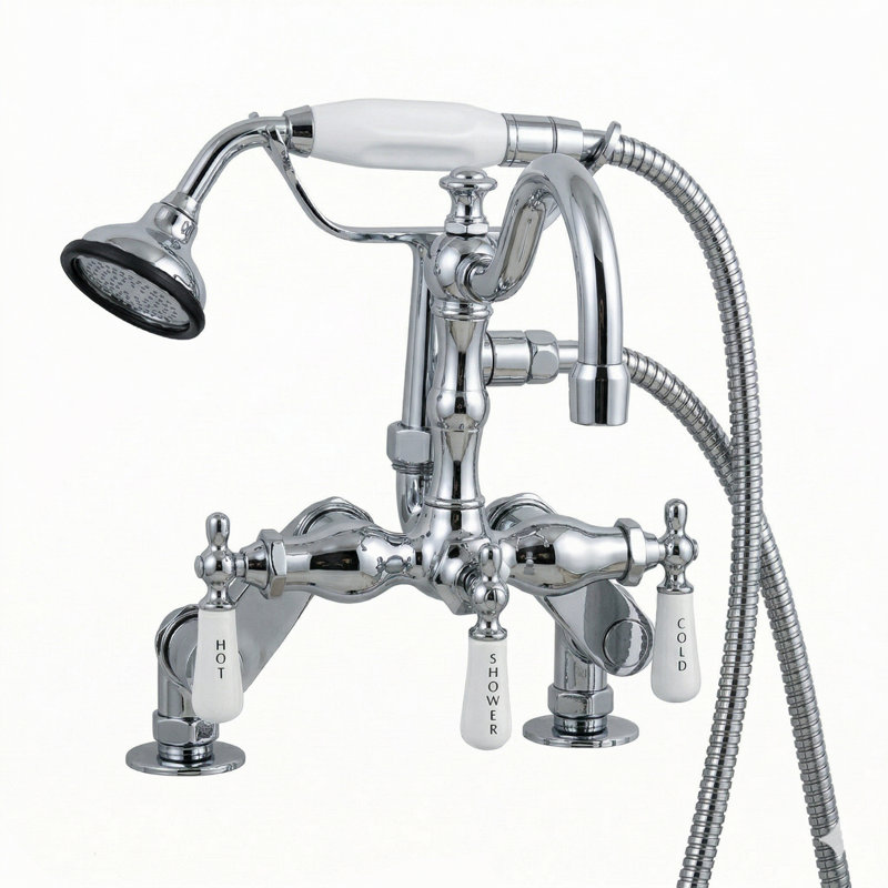 Deck Mount British Telephone Faucet with Handheld by Strom Living, Chrome