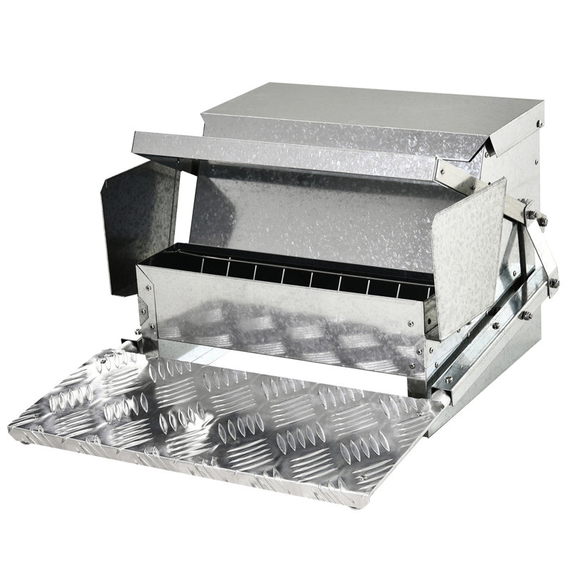 Automatic Chicken Feeding Device - 25 Lbs Capacity, Galvanized & Aluminium, , Promotes Thriving Poultry Population Feeder Steel, Build