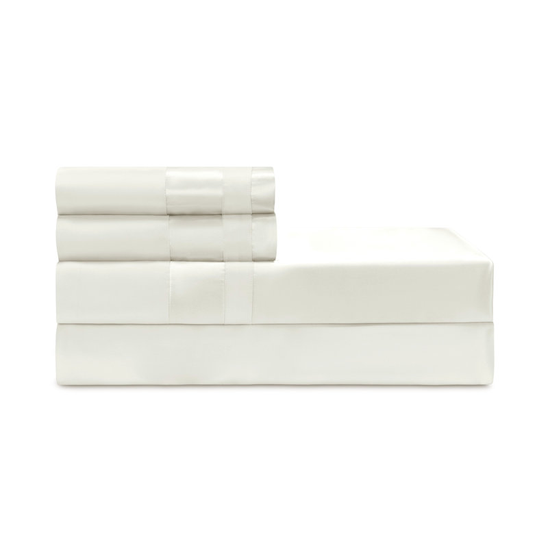 Lustro Silk Sheet Set, Queen Sheet Set, Natural White