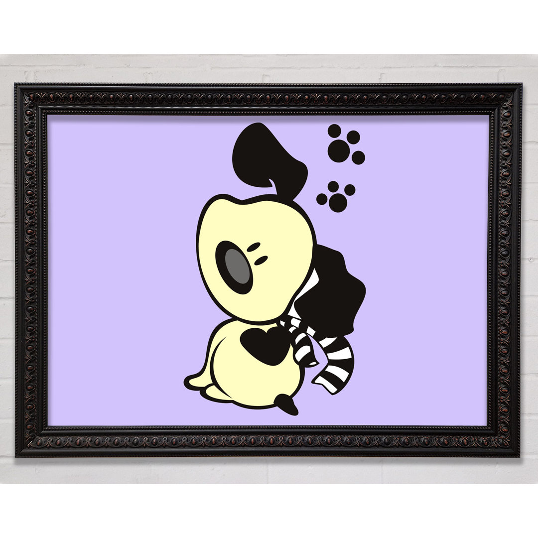 Gerahmtes Poster Dog Paw Print Scarf in Flieder