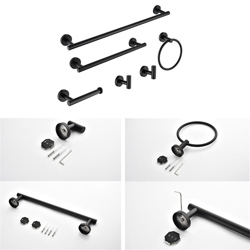 6 - Piece Bathroom Hardware Set,  Black