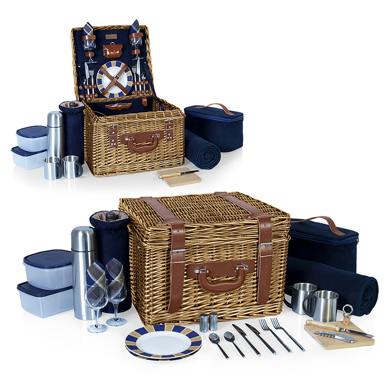 Panier de pique-nique en osier avec couverture et glacière douce Canterbury, Brun pâle