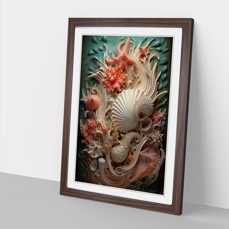 Seashell Symbolism - Framed Print, 34cm H x 25cm W x 2cm D, Walnut