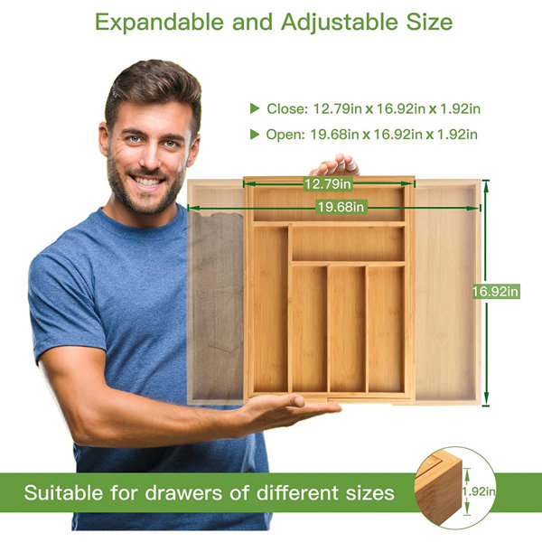 Zulay Kitchen Expandable Bamboo Kitchen Drawer Organizer