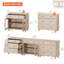 Buffet Farmhouse avec 7 tiroirs et 2 portes en verre, 101 pouces, beige-1306828145