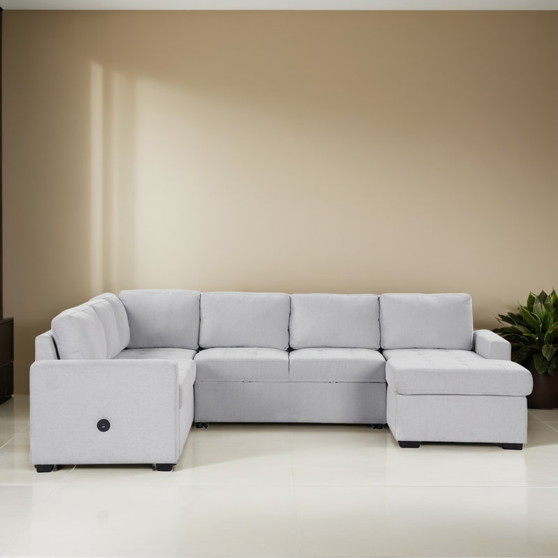 Canapé-lit d'angle rembourré 108,42 po pour salon, Polyester gris