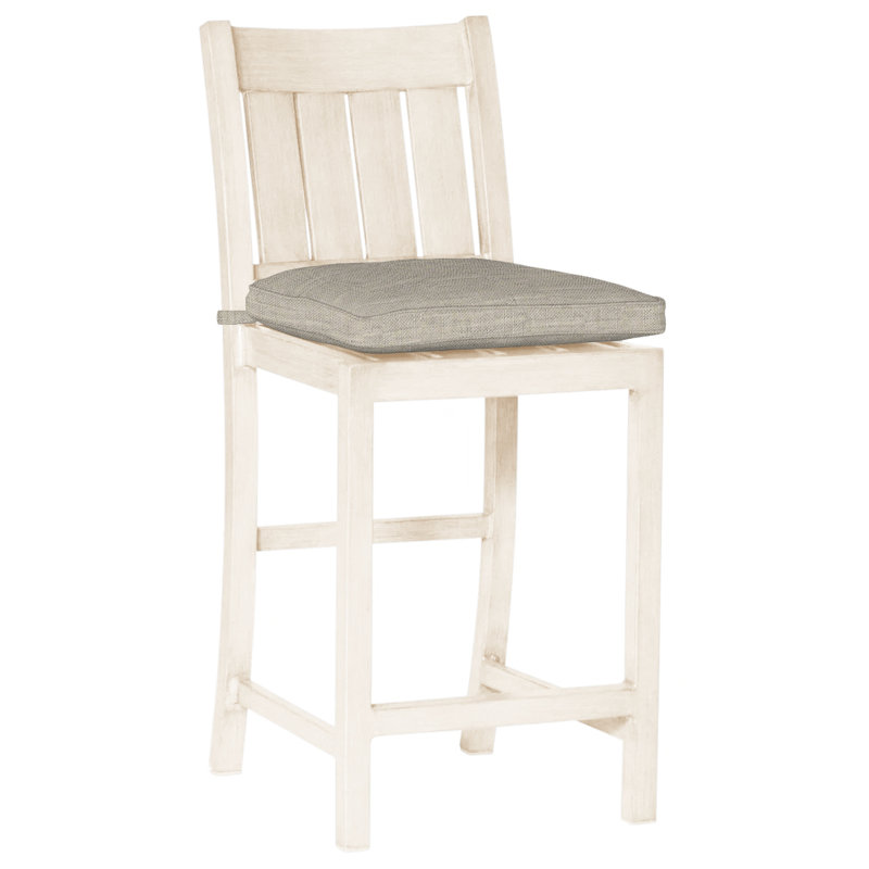 Club 24" Patio Bar Stool with Cushion, Dove Sunbrella® Linen, Welt, Oyster