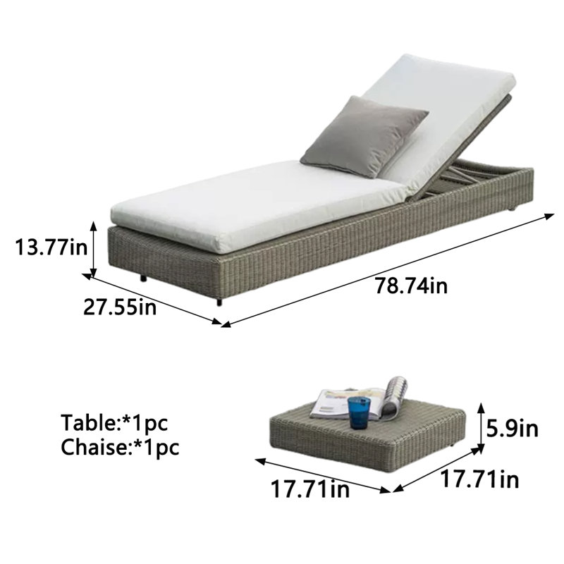 Ensemble de chaise longue d'extérieur avec table