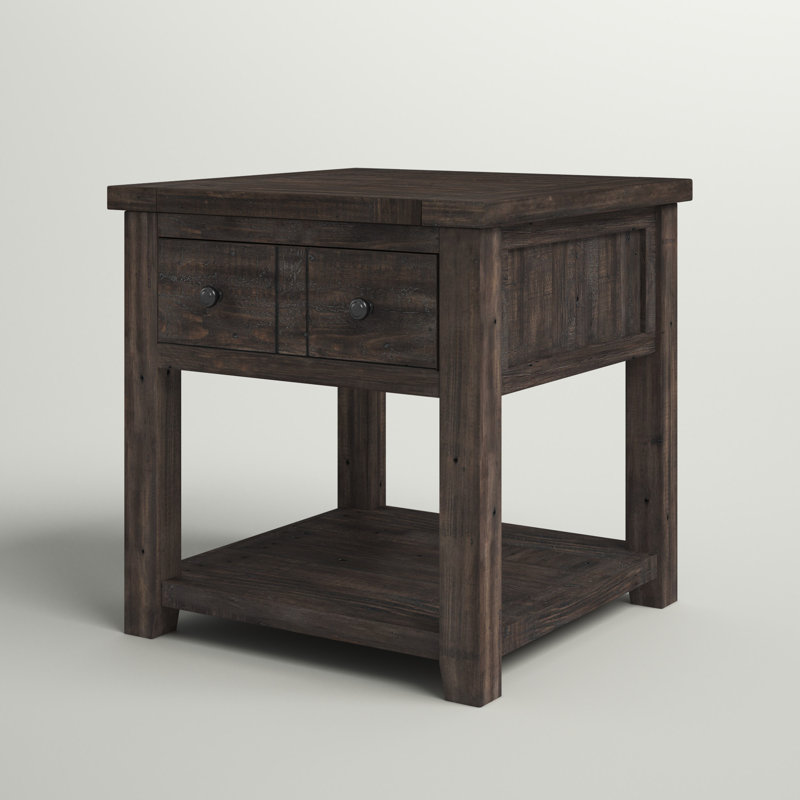 Hemsworth Solid Wood End Table with Storage, Brown