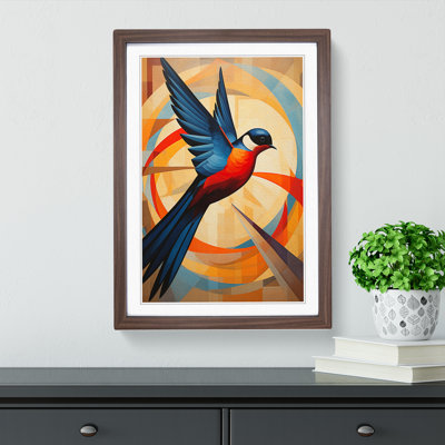 Swallow Constructivism No.2 - Single Picture Frame Print on Wood