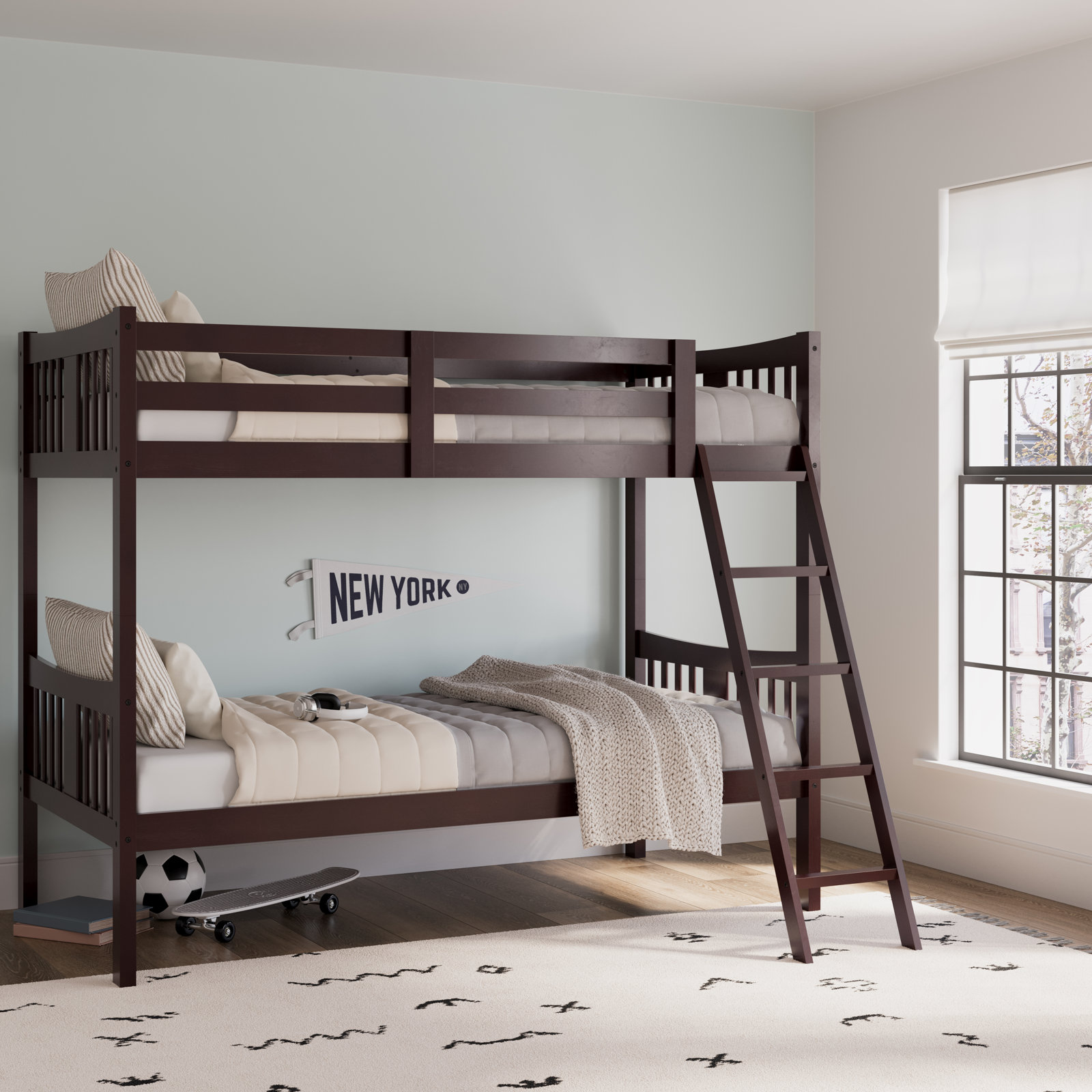 Caribou Storkcraft Solid Hardwood Twin-over-Twin Bunk Bed, Espresso
