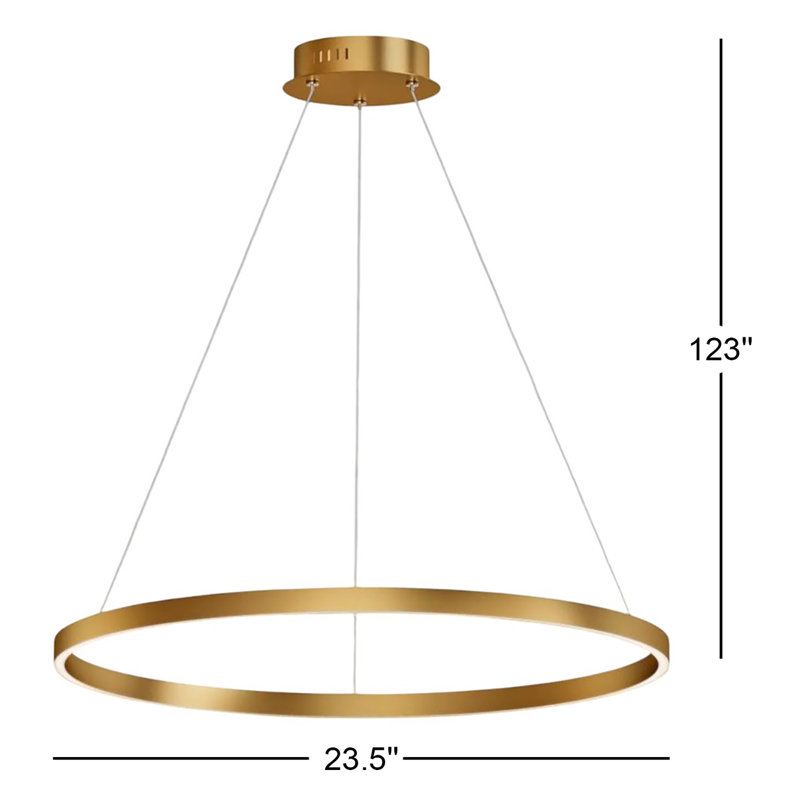 Mills 1 - Light LED Wagon Wheel Pendant, Gold, 1.25" H x 23.5" W x 23.5" D