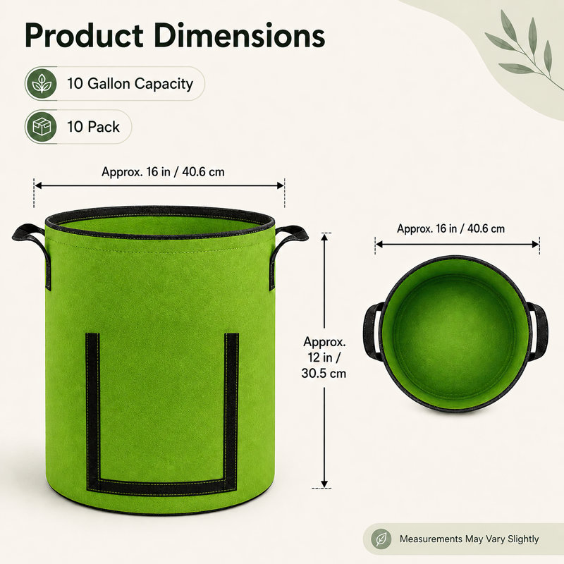 Jardinières à pommes de terre en feutre de 10 gallons pour jardin extérieur