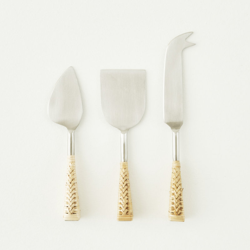 Varna Rattan Wrapped Cheese Knife Set (3-Piece)