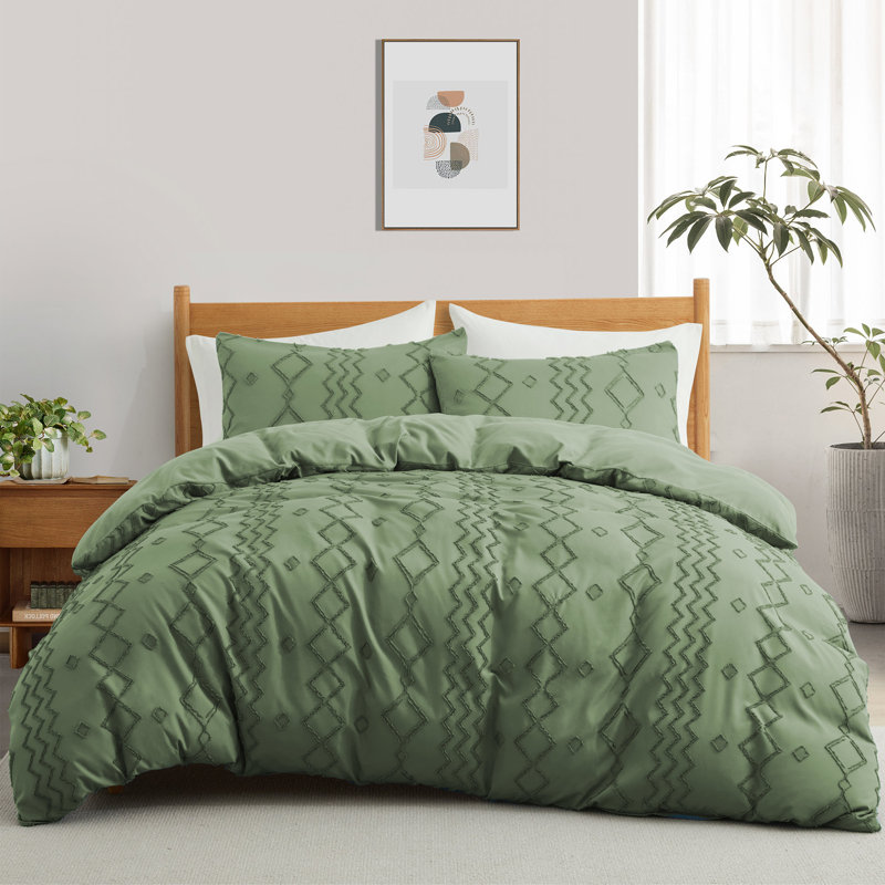 Ensemble de housse de couette Maresca, Losange vert, Housse de couette pour lit simple + 1 taie d'oreil