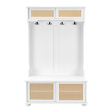 Versatile Hall Tree Shoe Rack With Rattan Door For Entryway Organization