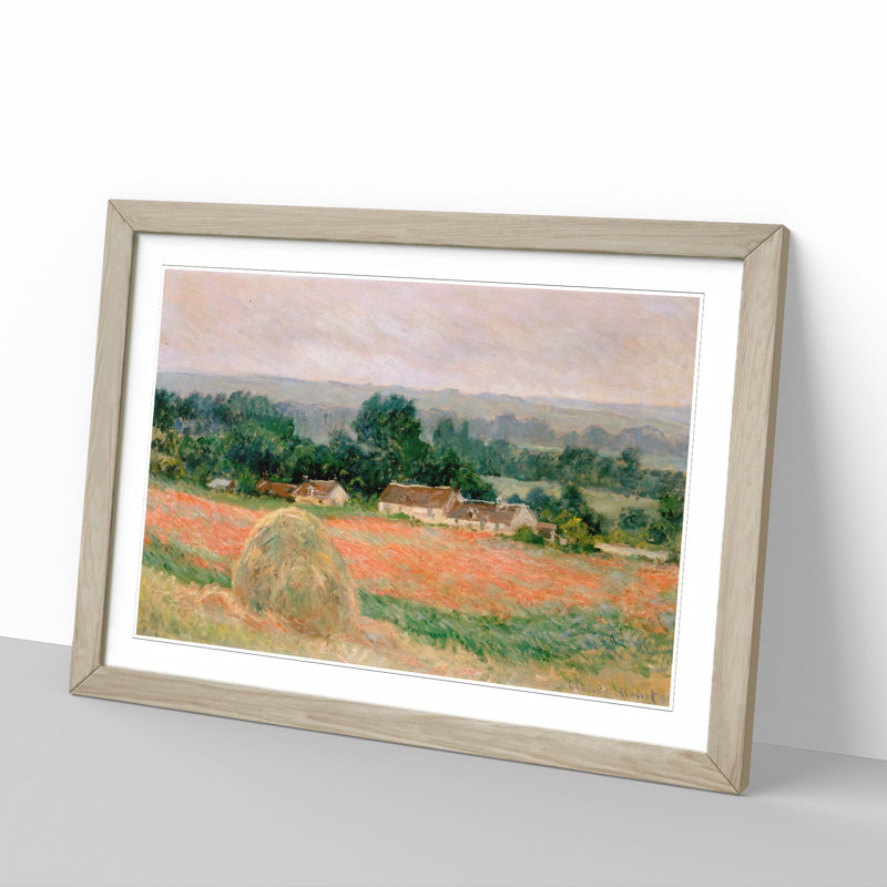 Haystack at Giverny by Claude Monet - Picture Frame Painting, Oak Framed, 48cm H x 65cm W x 2cm D