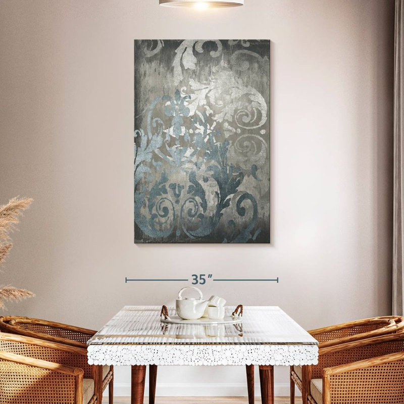 Avery Damask In Silver II, 48" H x 32" W