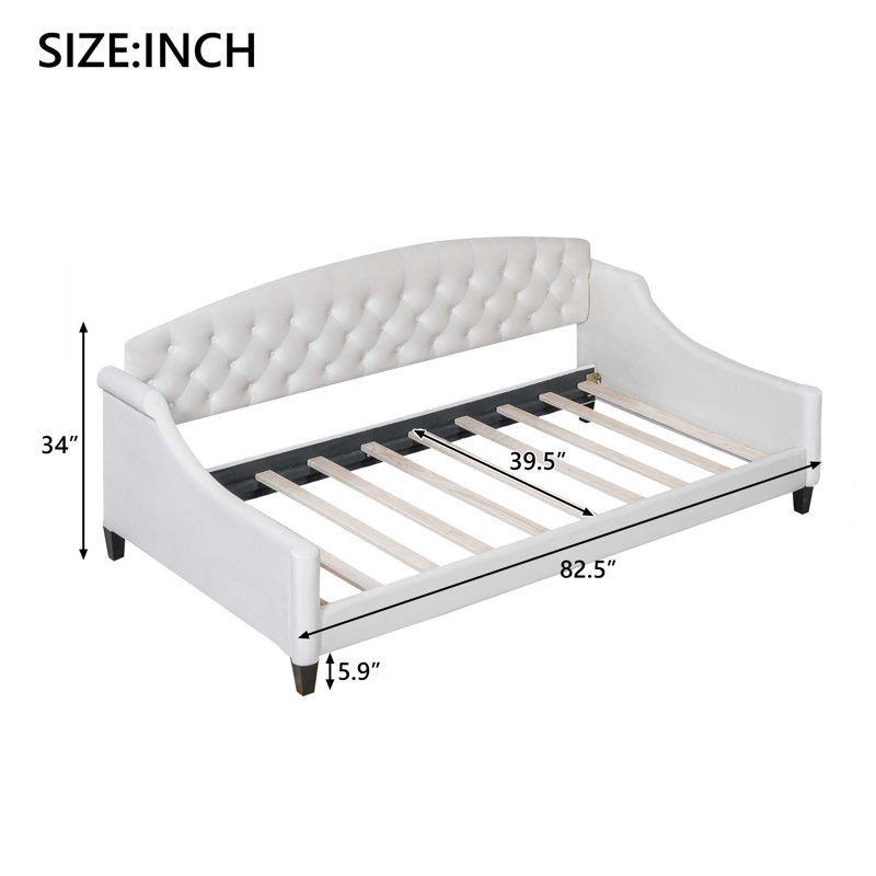 Modern Luxury Tufted Button Daybed, Beige