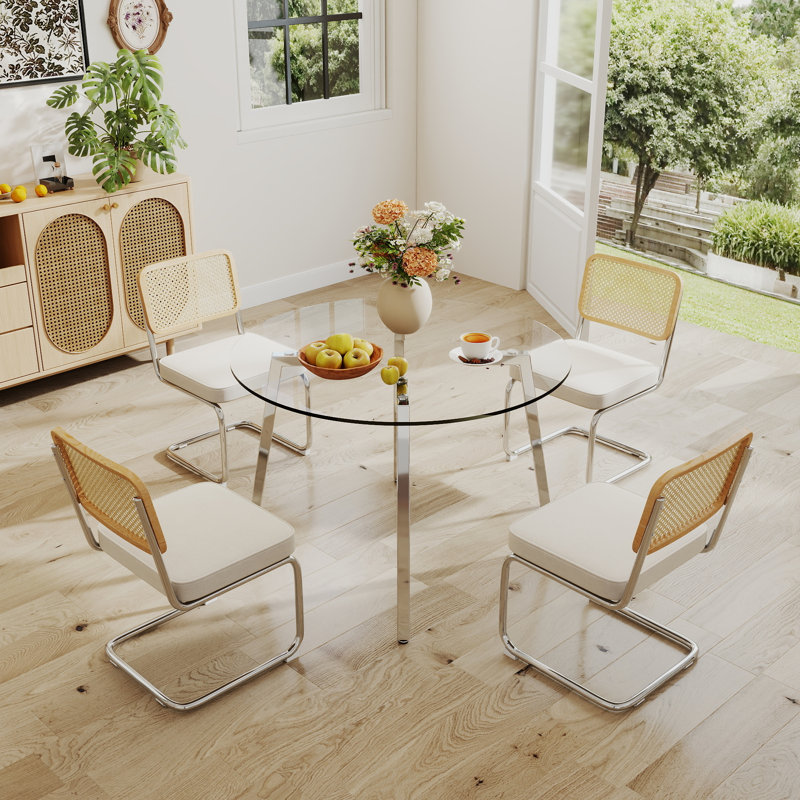 Ensemble de salle à manger 5 pièces, H 29,5 po x L 36 po x l 36 po, Beige