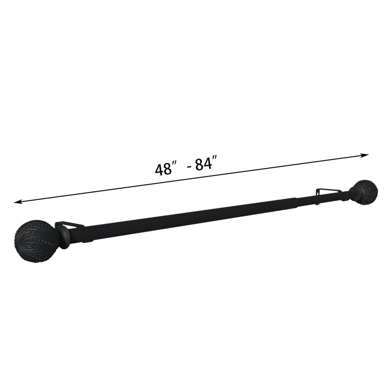 Debuono Adjustable Overall Width x 0.75" Diameter Single Curtain Rod, 48" - 84"