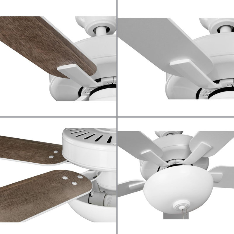 AirPro 52" White and Wood Ceiling Fan with LED Light