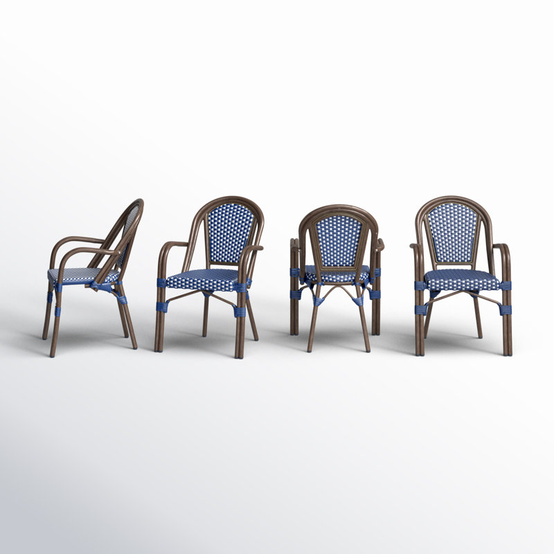 Chaises de bistro d'extérieur Sausalito, Navy Blue/White