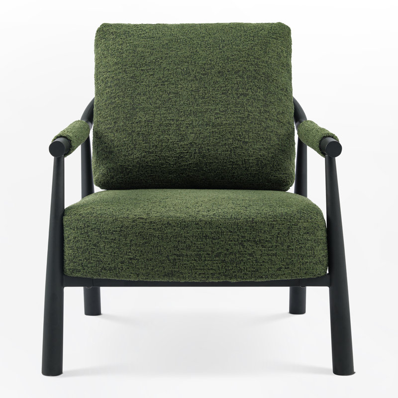 Boucle Accent Lounge Chair Plush Modern Armchair, Green