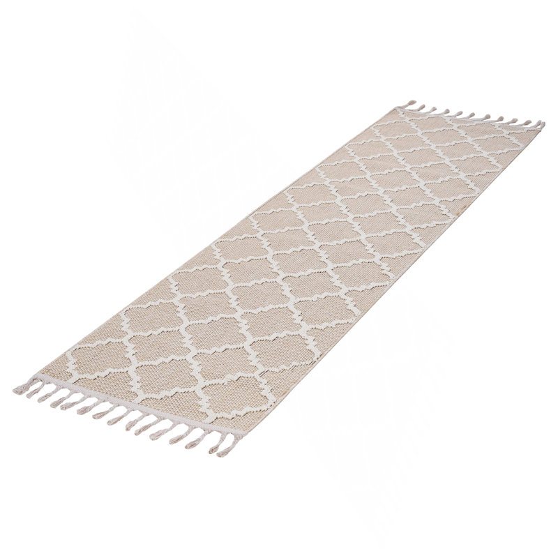 2X8 Ivory /Trellis Indoor/Outdoor Area Rug, Runner 2'2" x 8'